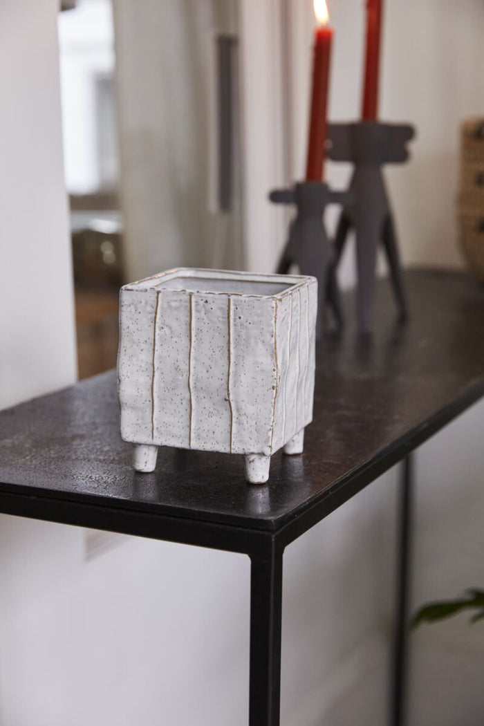 Design Shop White Tarragona Square Planter, 4" X 4.75", Set of 2.