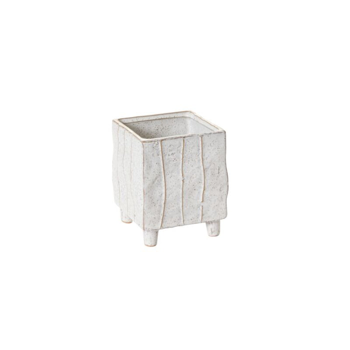 Design Shop White Tarragona Square Planter, 4" X 4.75", Set of 2.