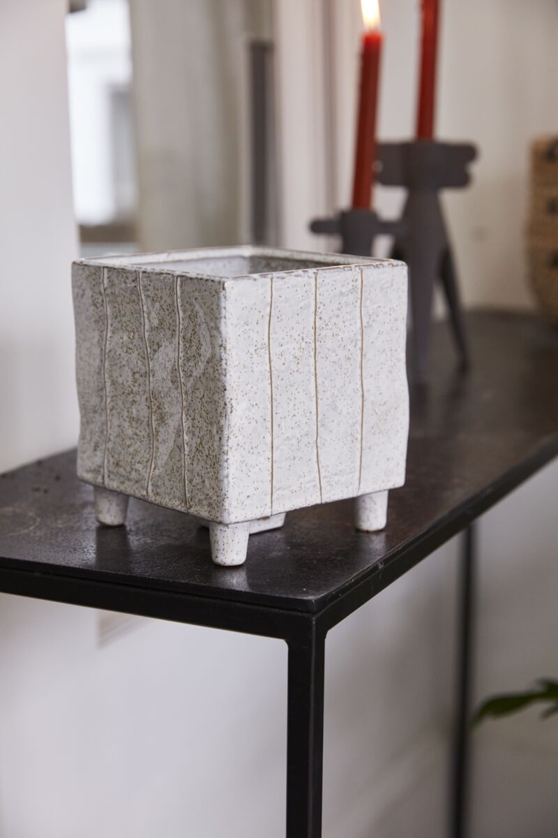 Design Shop White Tarragona Square Planter, 5.5" X 6".