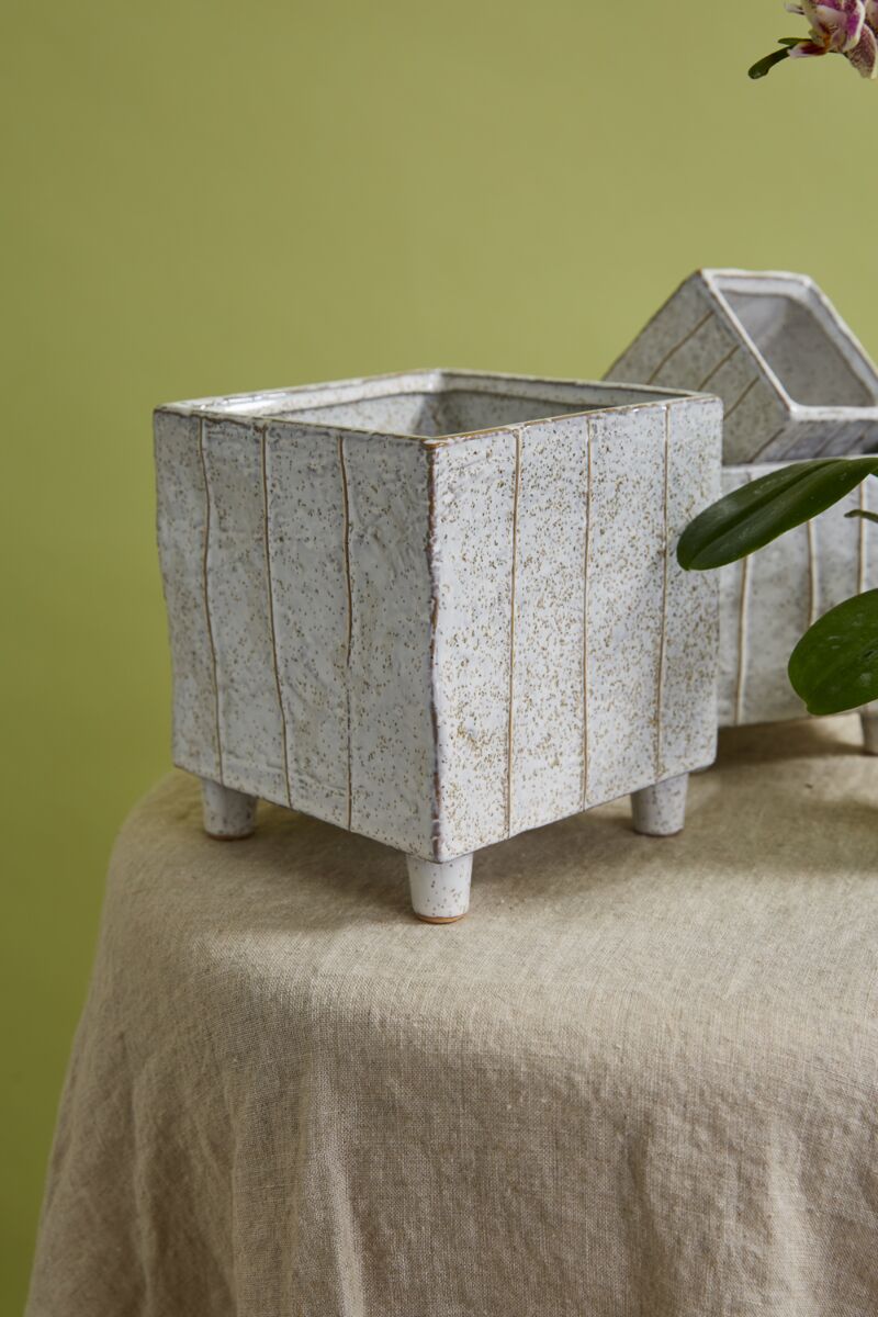 Design Shop White Tarragona Square Planter, 5.5" X 6".