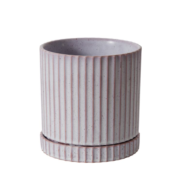 Design Shop Light-Purple Los Feliz Pot with Saucer, 6.5" X 7".