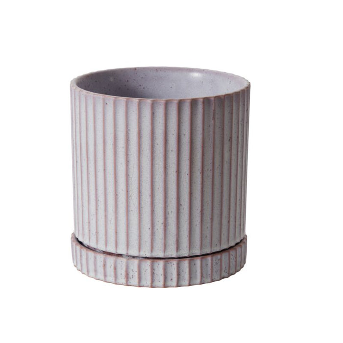 Design Shop Light-Purple Los Feliz Pot with Saucer, 6.5" X 7".