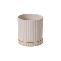 Design Shop Off-White Los Feliz Pot with Saucer, 6.5" X 7"