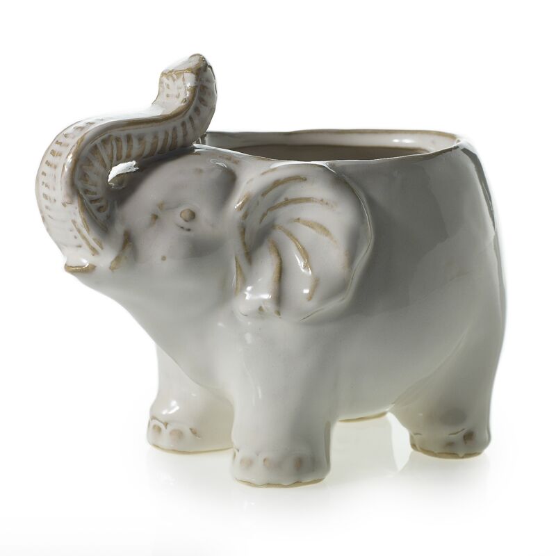 Design Shop White Elephant Pot Pot, 7" X 5.25", Set of 2.