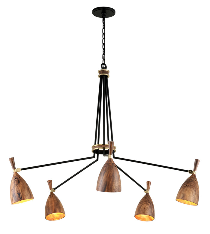 Corbett Lighting Five Light Chandelier from the Utopia collection in Soft Black finish