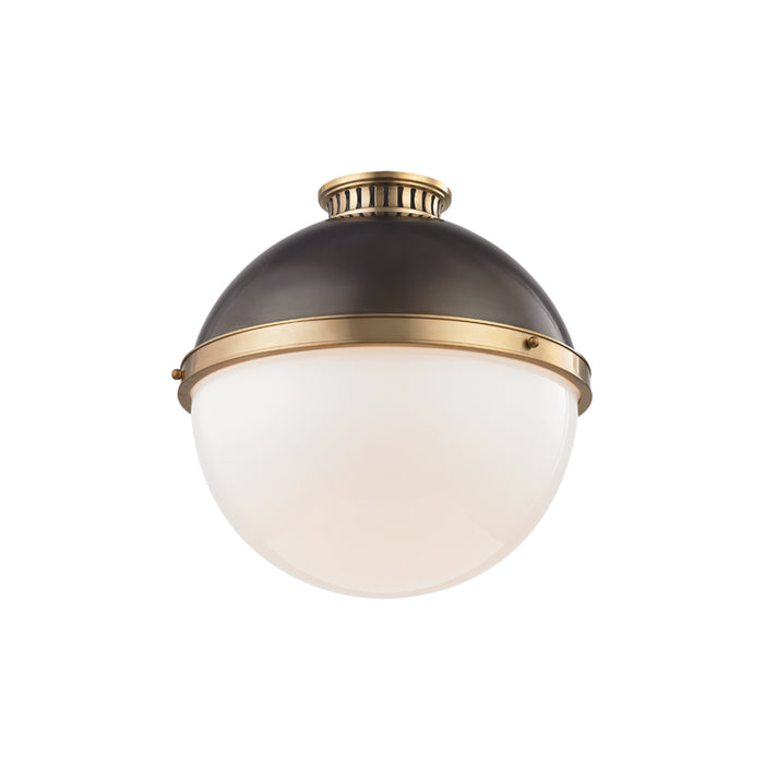 Hudson Valley One Light Flush Mount from the Latham collection in Aged/Antique Distressed Bronze finish