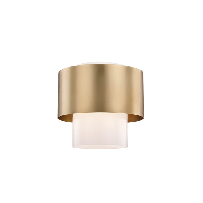 Hudson Valley One Light Flush Mount from the Corinth collection in Aged Brass finish