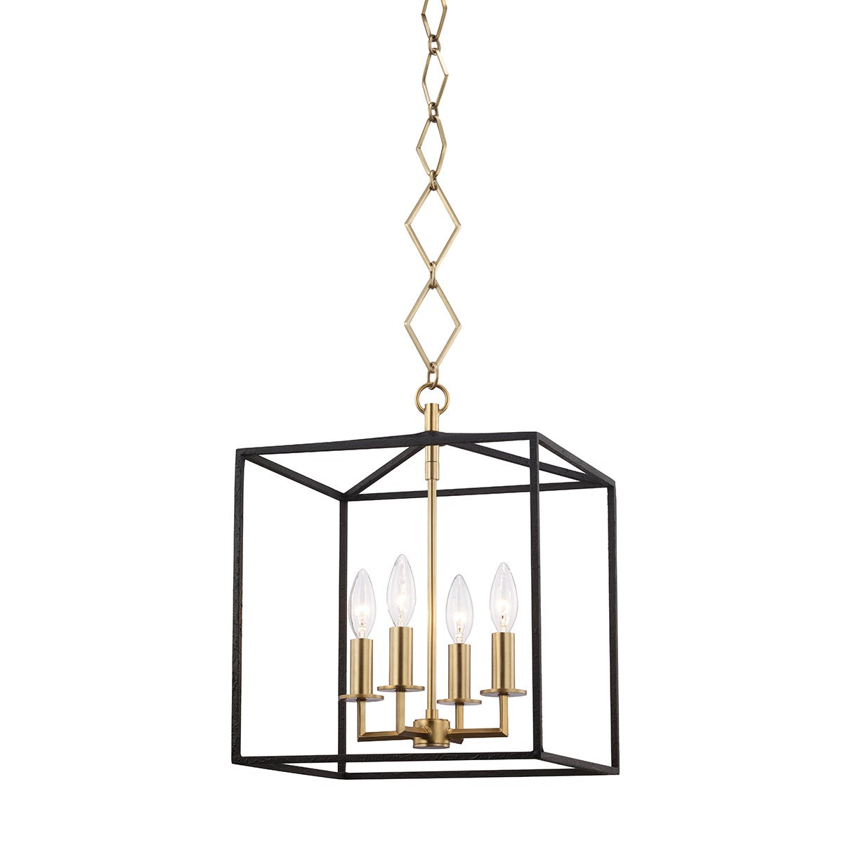 Hudson Valley - BKO150-AGB/BK - Four Light Lantern - Richie - Aged Brass