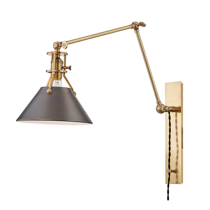 Hudson Valley One Light Swing Arm Wall Sconce from the Metal No.2 collection in Aged/Antique Distressed Bronze finish