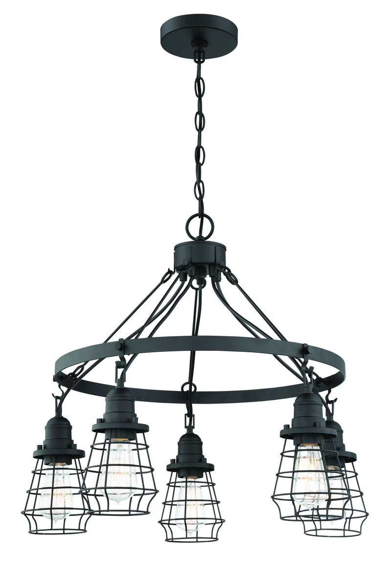 Craftmade Five Light Chandelier from the Thatcher collection in Flat Black finish