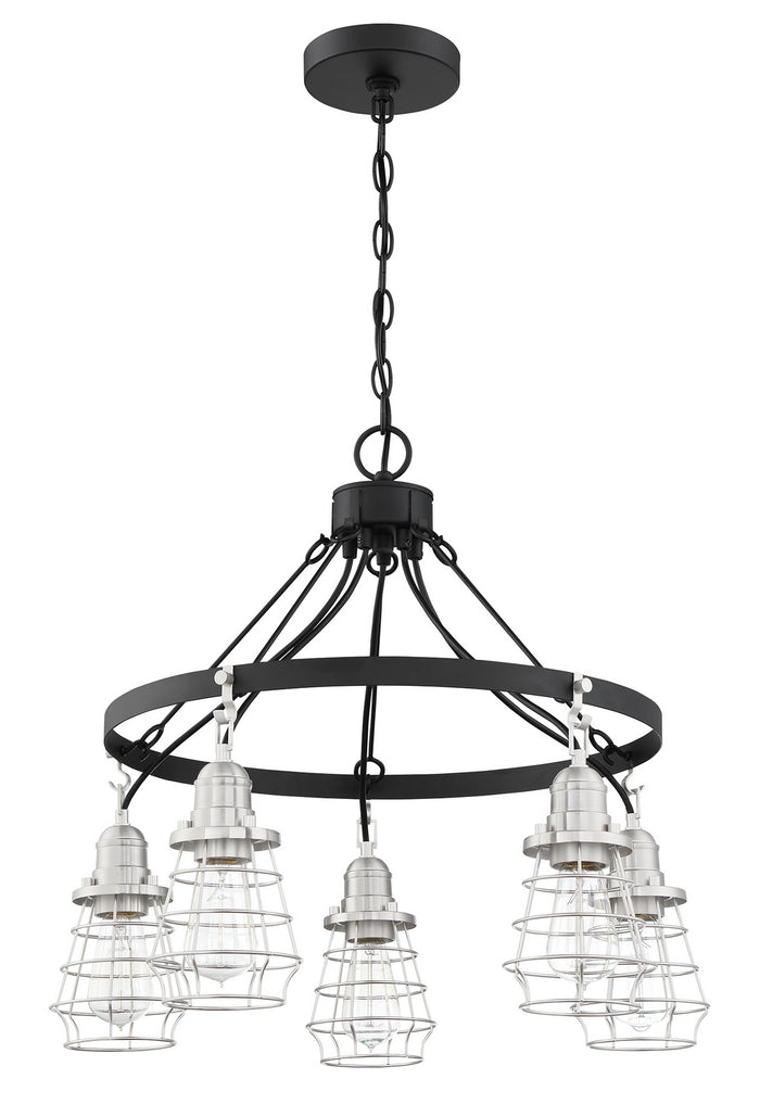 Craftmade Five Light Chandelier from the Thatcher collection in Flat Black/Brushed Polished Nickel finish