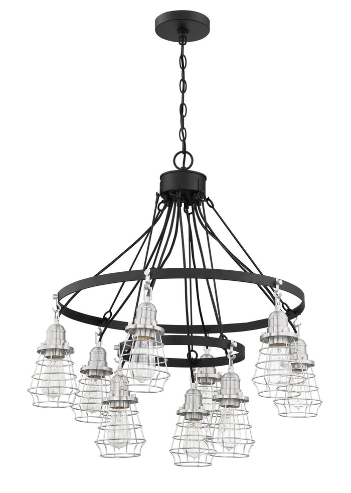 Craftmade Nine Light Chandelier from the Thatcher collection in Flat Black/Brushed Polished Nickel finish