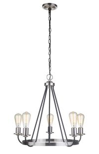 Craftmade - 50325-FBBNK - Five Light Chandelier - Randolph - Flat Black/Brushed Polished Nickel