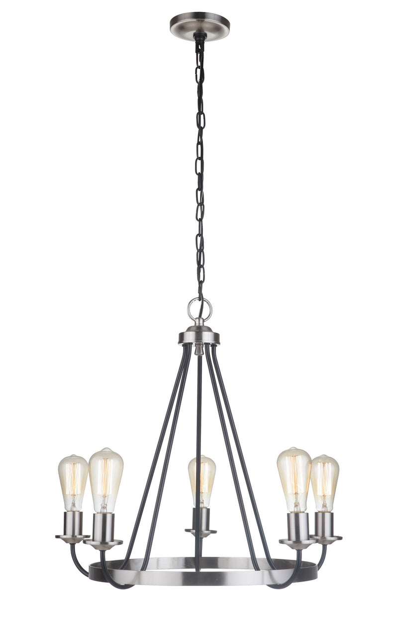 Craftmade - 50325-FBBNK - Five Light Chandelier - Randolph - Flat Black/Brushed Polished Nickel