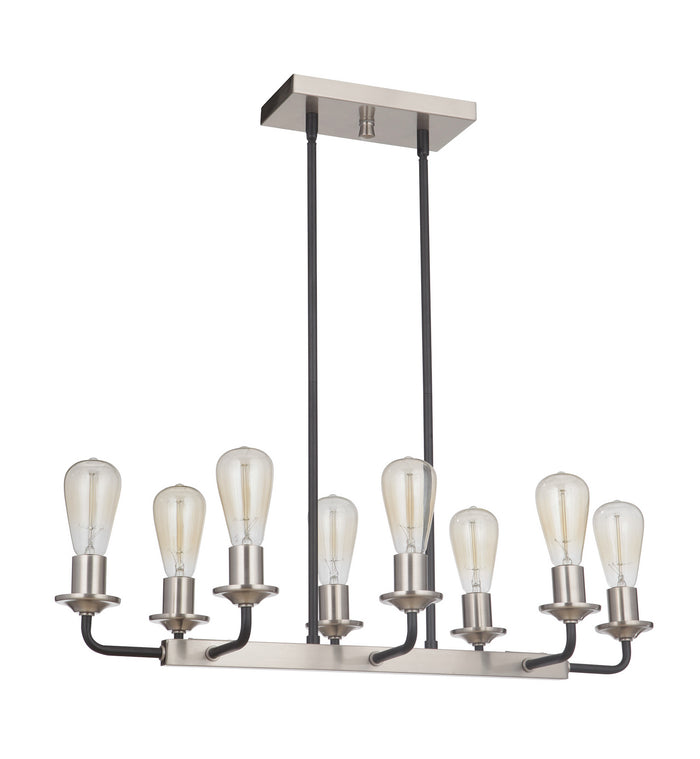 Craftmade Eight Light Island Pendant from the Randolph collection in Flat Black/Brushed Polished Nickel finish