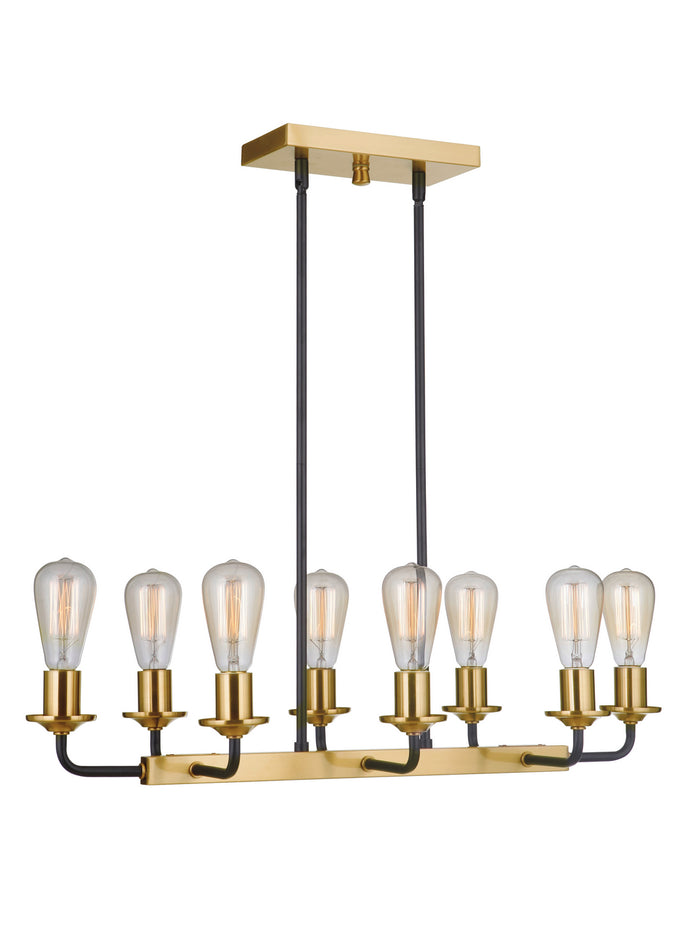 Craftmade Eight Light Island Pendant from the Randolph collection in Flat Black/Satin Brass finish