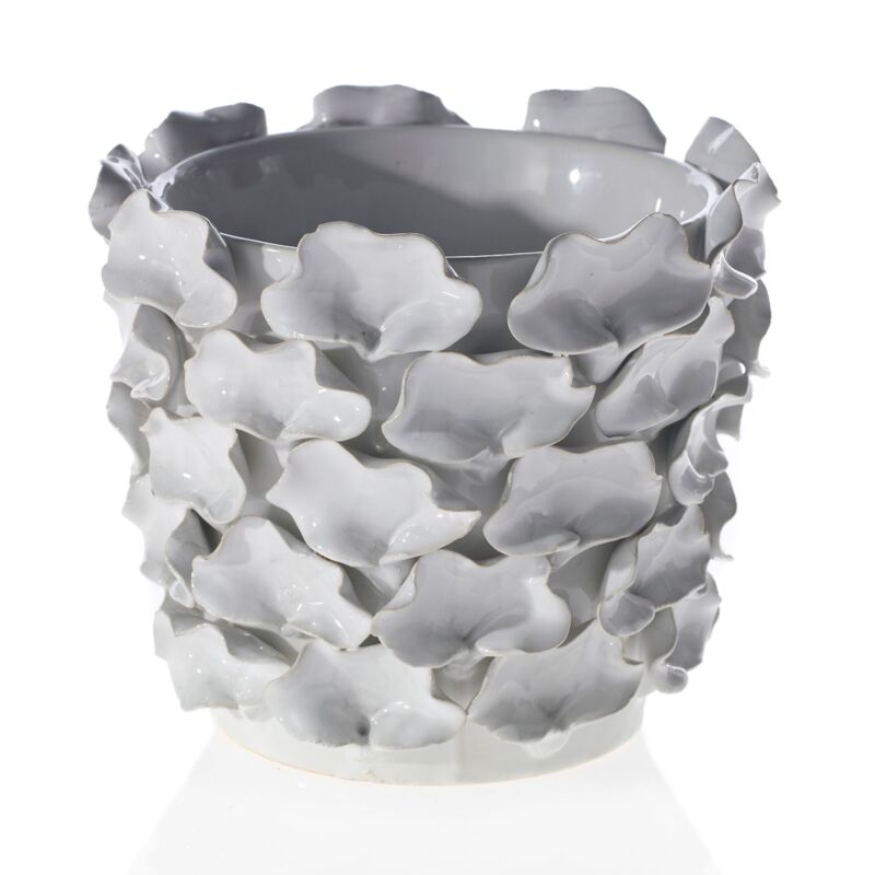 Design Shop White Mandy Pot and Vase, 5.5" X 5.25"