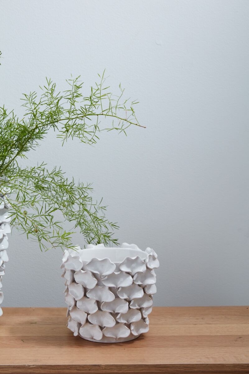 Design Shop White Mandy Pot and Vase, 6.5" X 6.75".