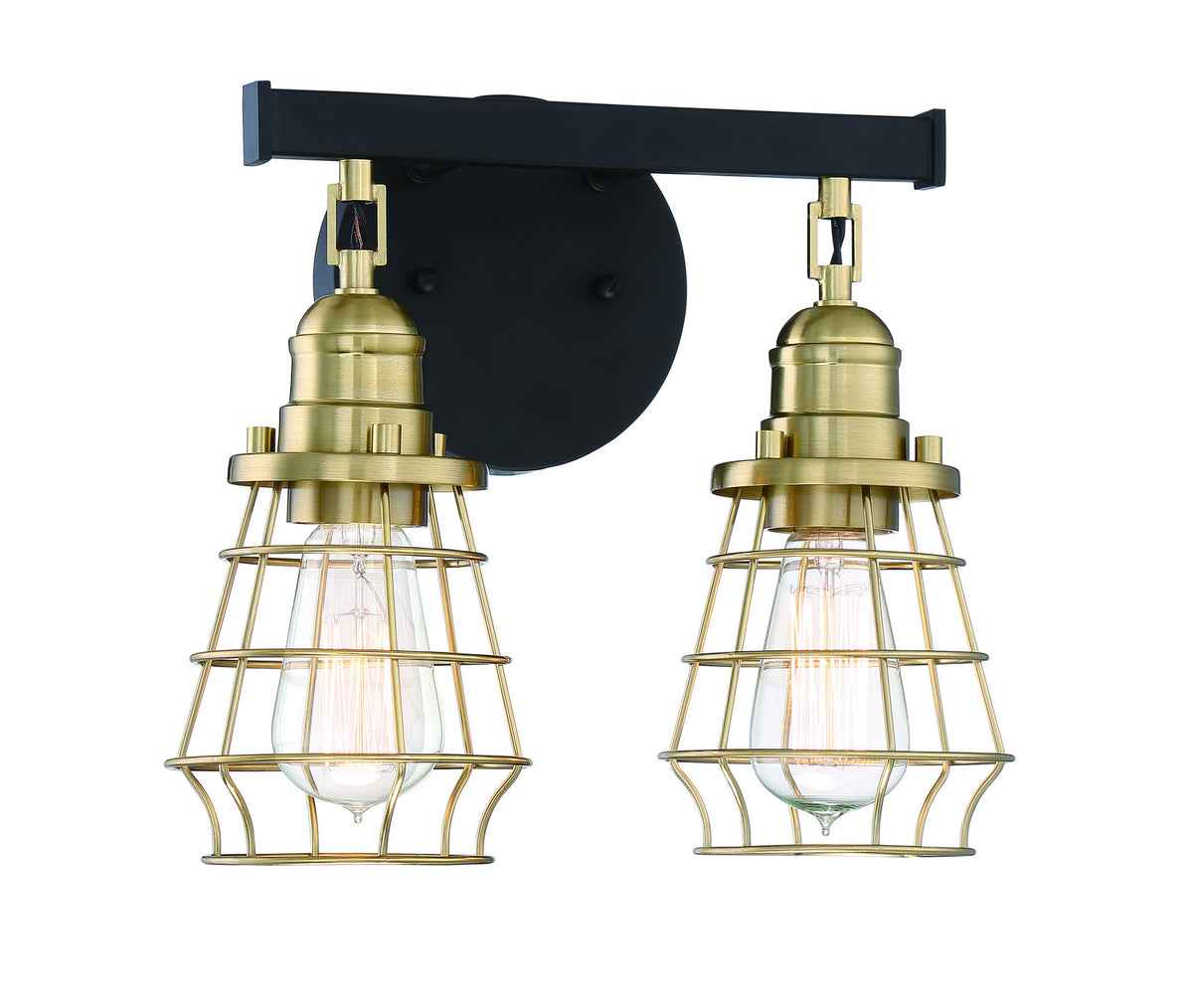 Craftmade - 50602-FBSB - Two Light Vanity - Thatcher - Flat Black/Satin Brass