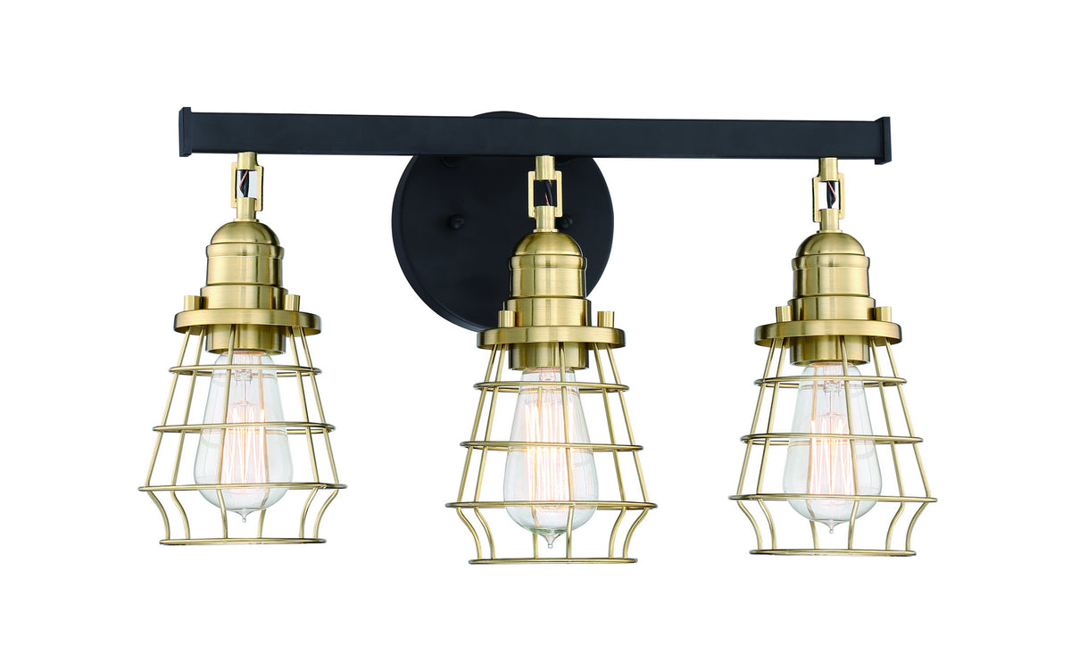 Craftmade - 50603-FBSB - Three Light Vanity - Thatcher - Flat Black/Satin Brass