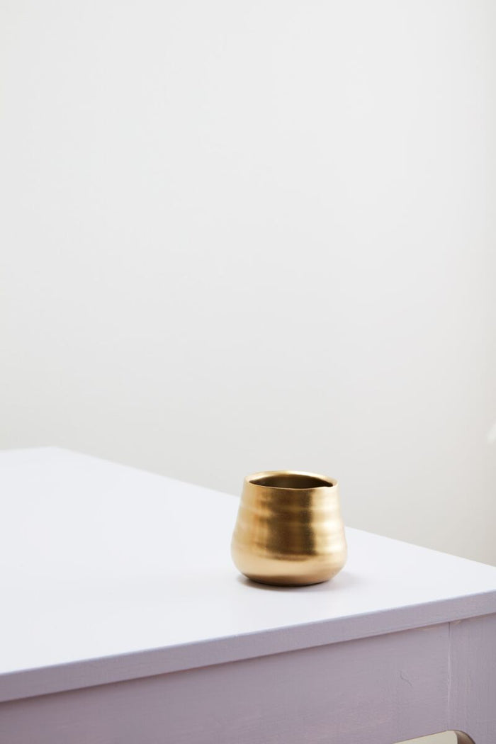 Design Shop Gold Tegan Collection Pot, 3.25" X 3", Set of 4.