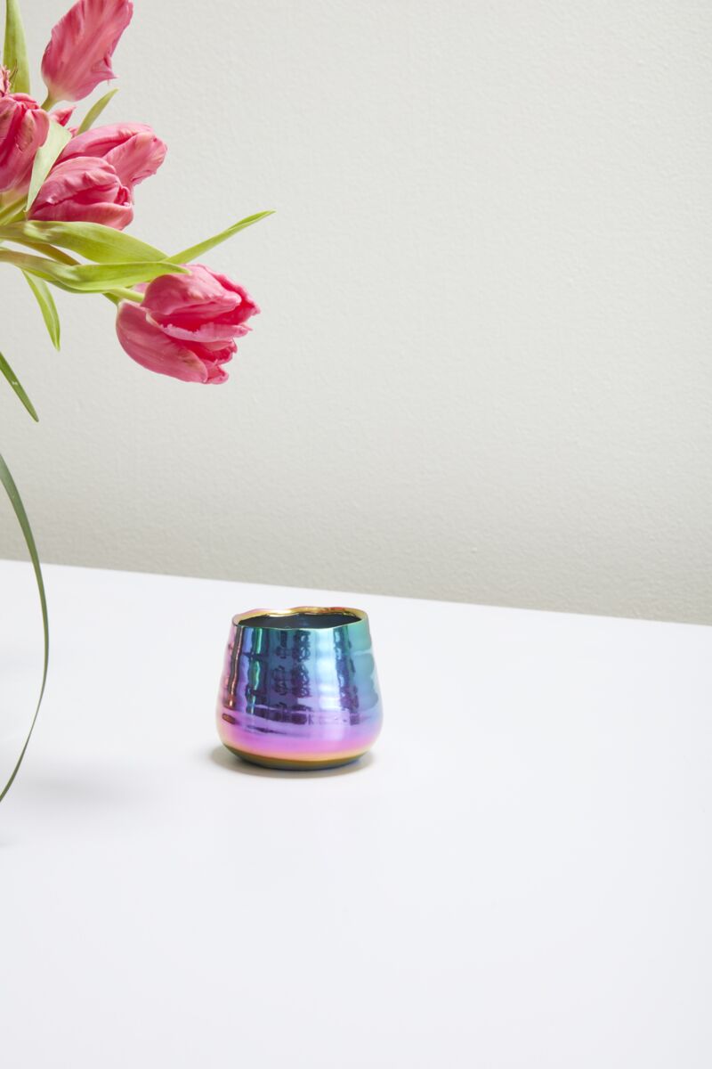 Design Shop Iridescent Tegan Collection Pot, 3.25" X 3", Set of 4.