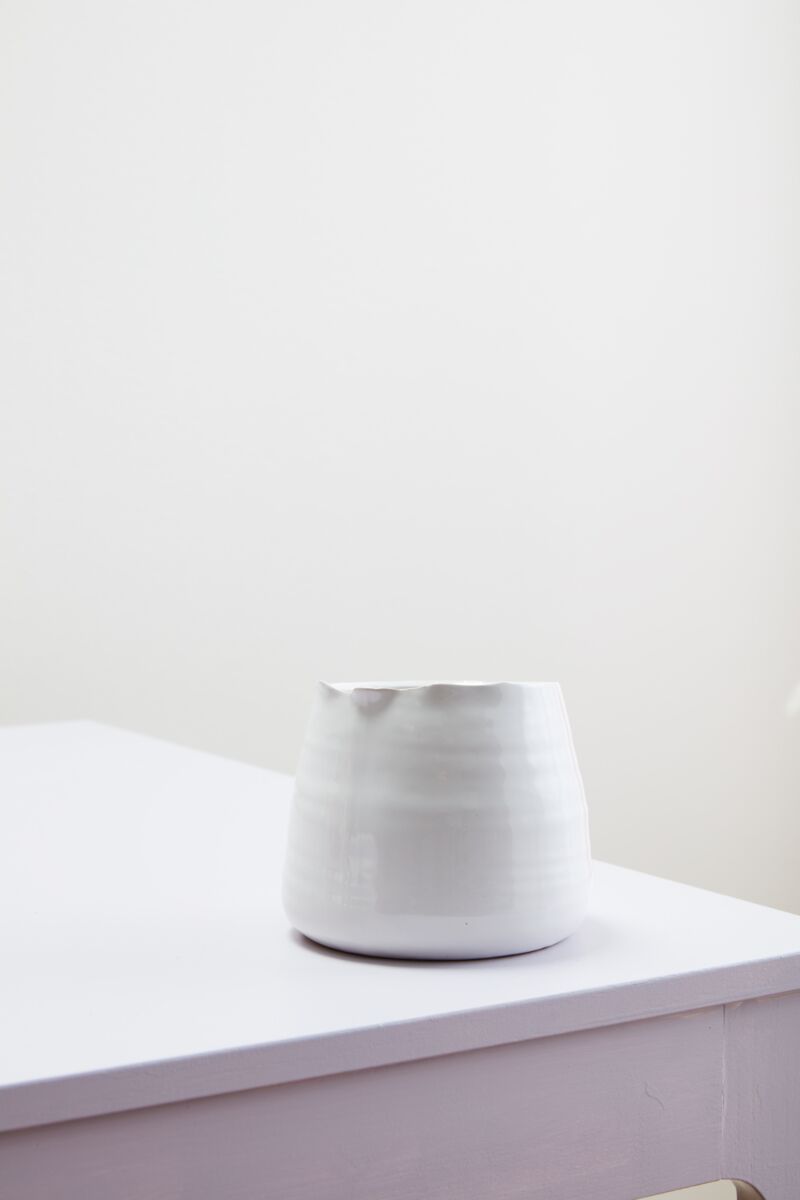 Design Shop White Tegan Collection Pot, 5.5" X 4.5".