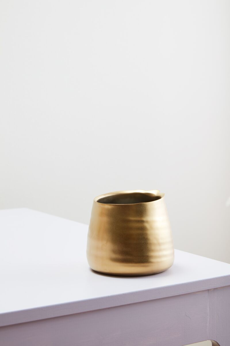 Design Shop Gold Tegan Collection Pot, 5.5" X 4.5".