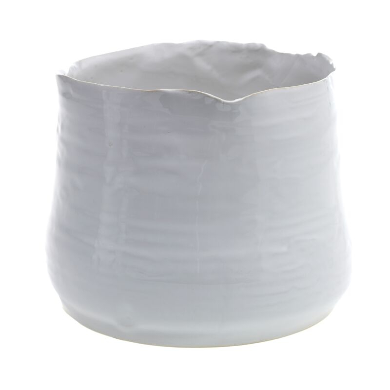 Design Shop White Tegan Collection Pot, 7.25" X 5.5"