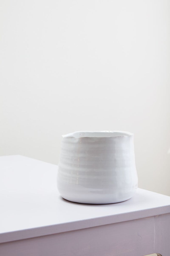 Design Shop White Tegan Collection Pot, 7.25" X 5.5"