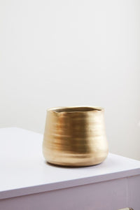 Design Shop Gold Tegan Collection Pot, 7.25" X 5.5".