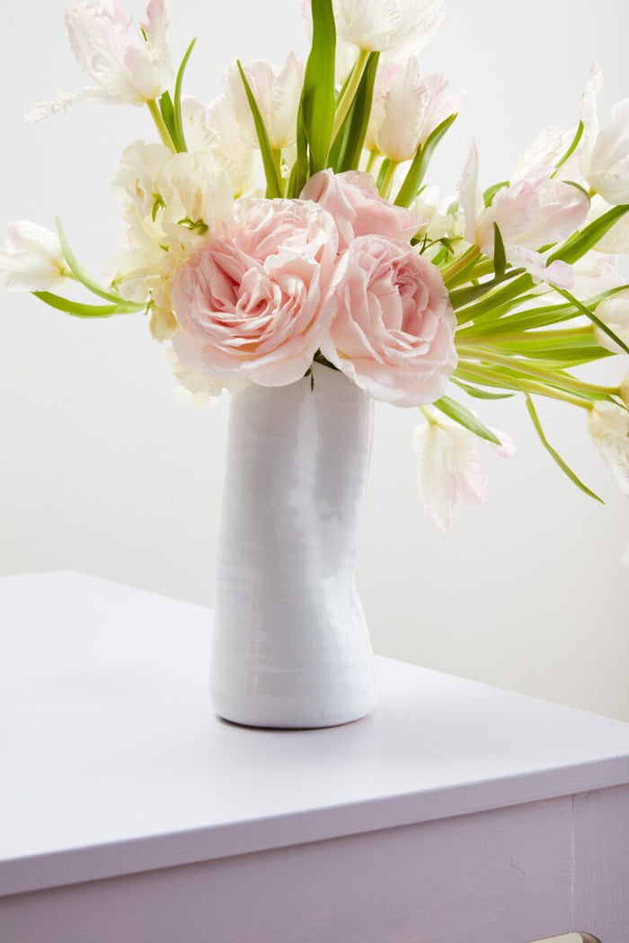 Design Shop White Tegan Collection Vase, 4.25" X 9"