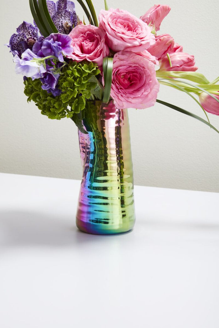 Design Shop Iridescent Tegan Collection Vase, 4.25" X 9"