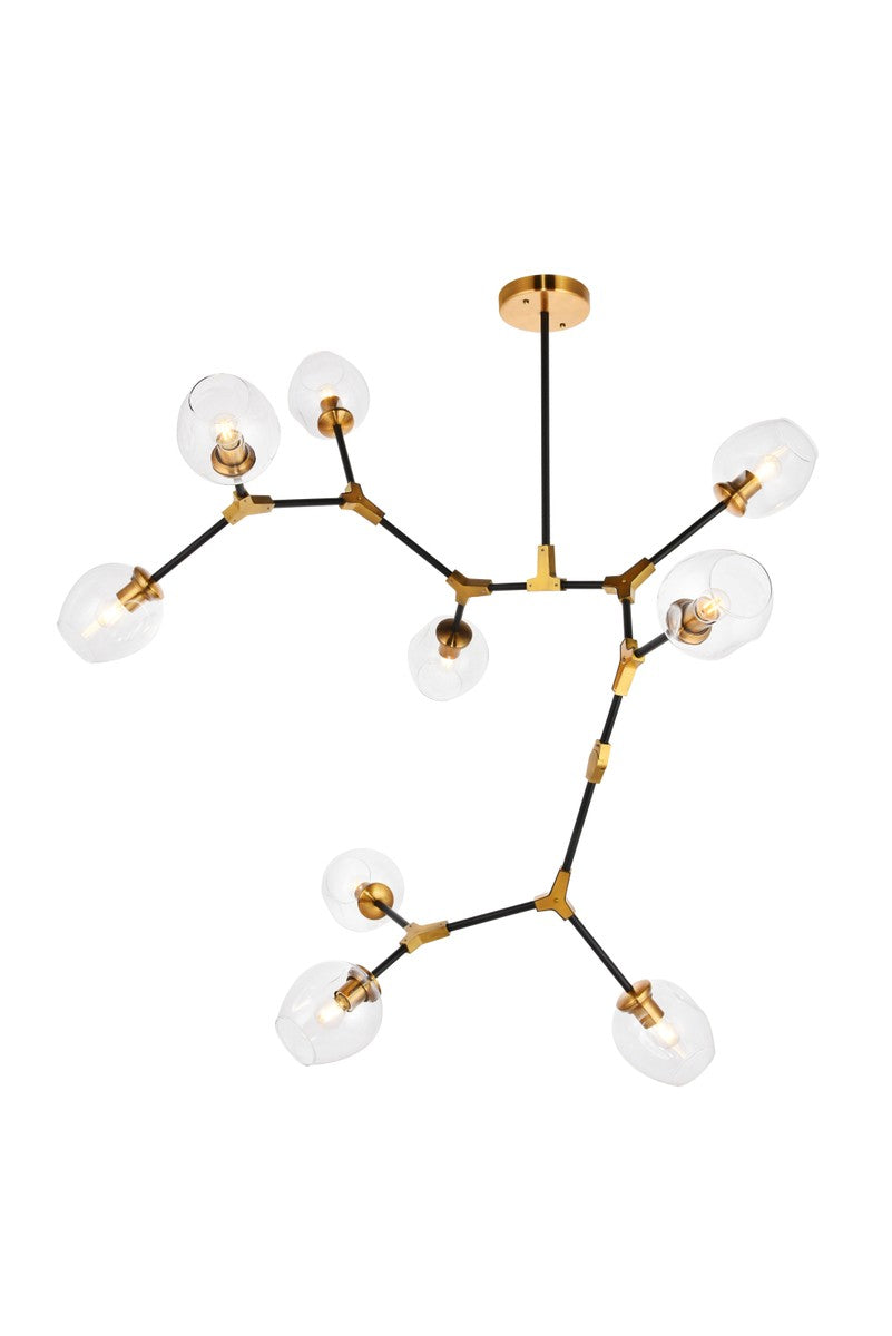 Elegant Lighting - 1712G79LAB - Nine Light Pendant - Cavoli - Light Antique Brass and Flat Black