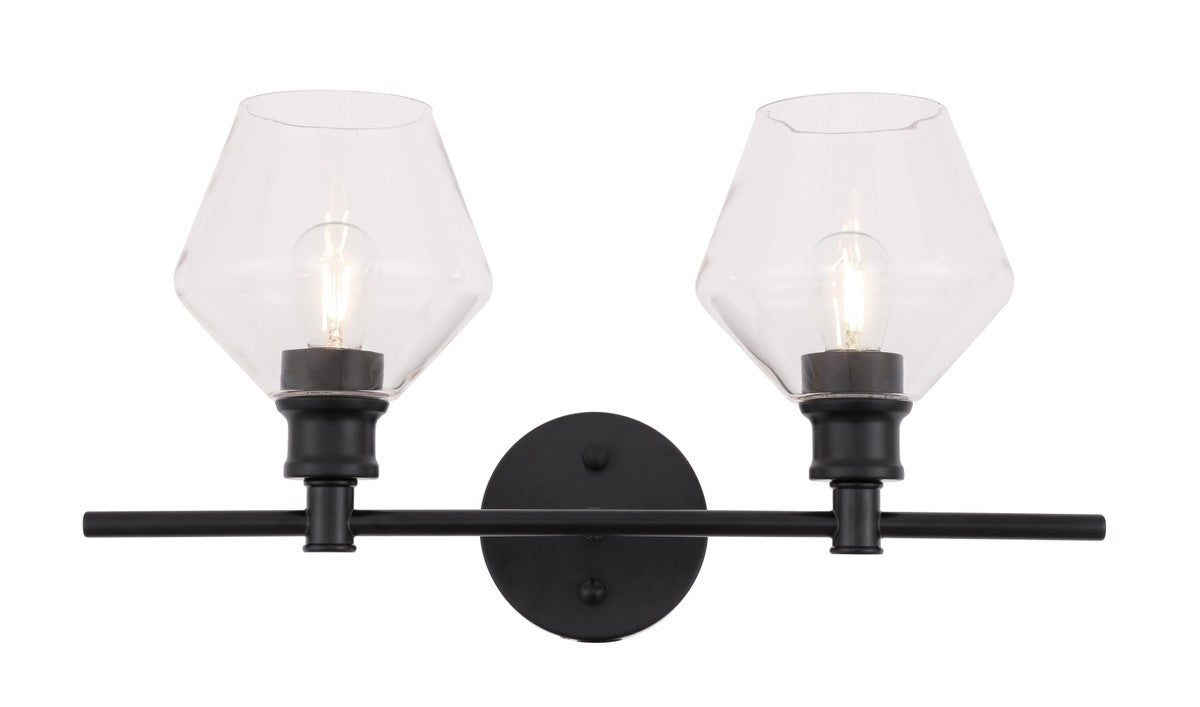 Elegant Lighting - LD2312BK - Two Light Wall Sconce - Gene - Black and Clear glass