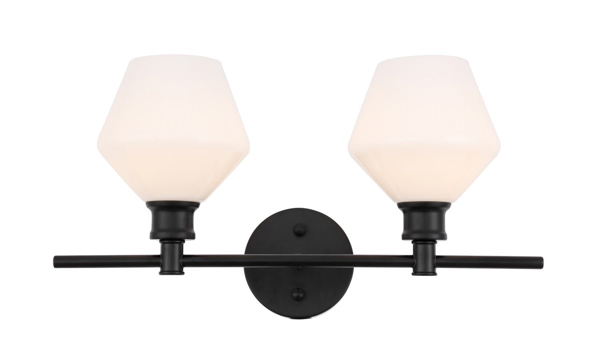 Elegant Lighting - LD2313BK - Two Light Wall Sconce - Gene - Black and Frosted white glass