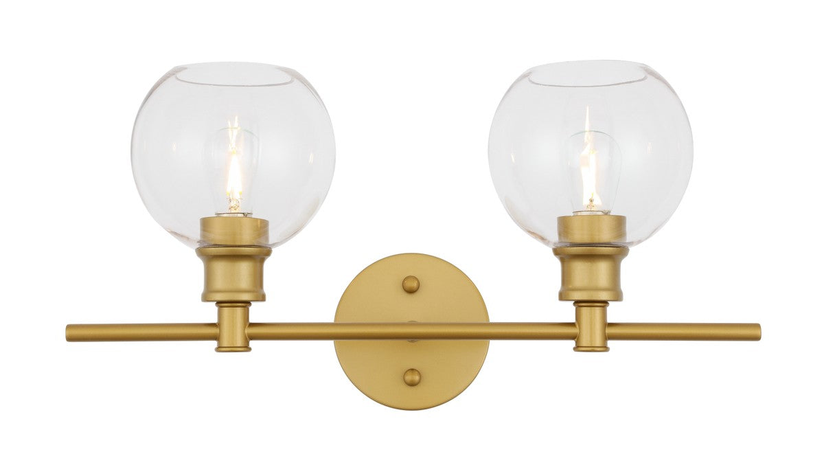 Elegant Lighting - LD2314BR - Two Light Wall Sconce - Collier - Brass and Clear glass