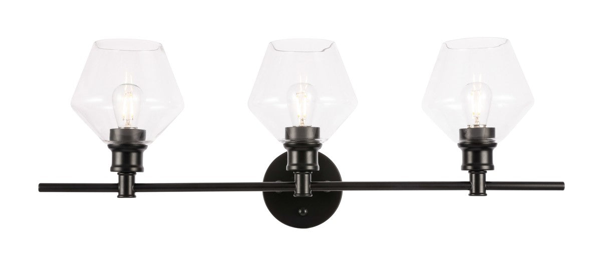 Elegant Lighting - LD2316BK - Three Light Wall Sconce - Gene - Black and Clear glass