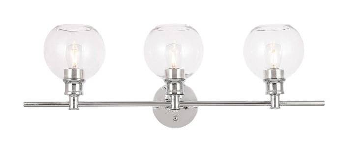 Elegant Lighting Three Light Wall Sconce from the Collier collection in Chrome And Clear Glass finish