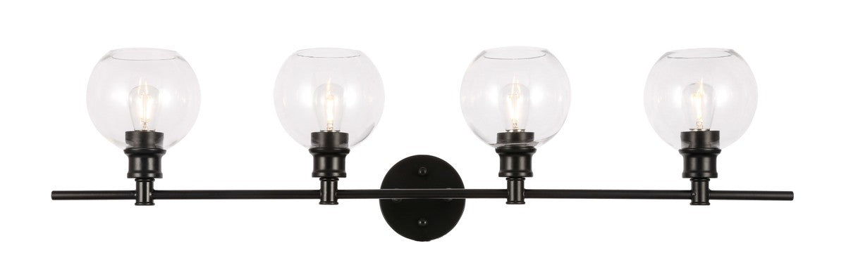 Elegant Lighting - LD2322BK - Four Light Wall Sconce - Collier - Black and Clear glass