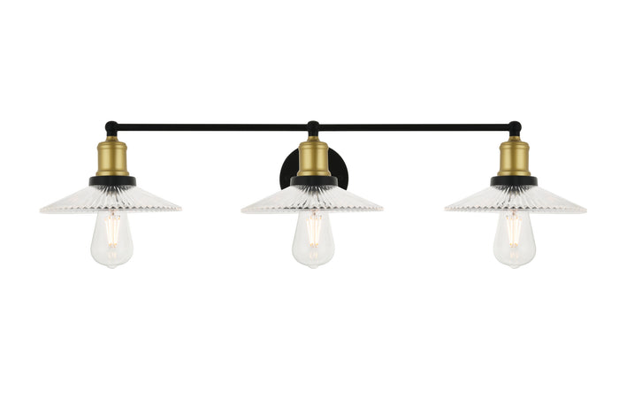 Elegant Lighting - LD4040W33BRB - Three Light Wall Sconce - Waltz - Brass And Black And Clear