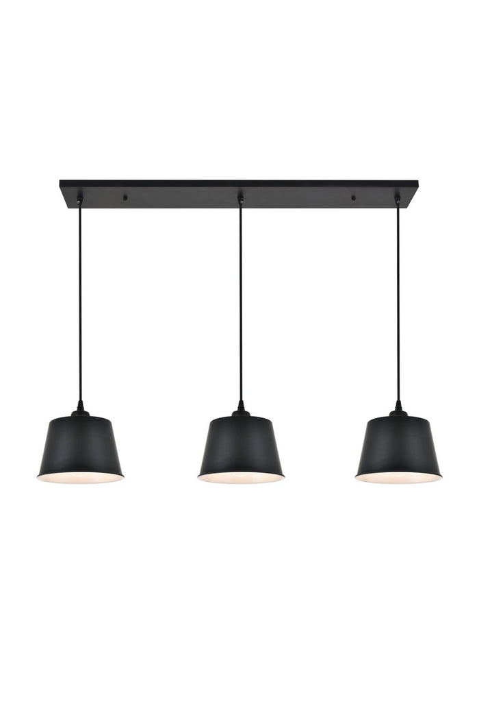 Elegant Lighting Three Light Pendant from the Nota collection in Black finish