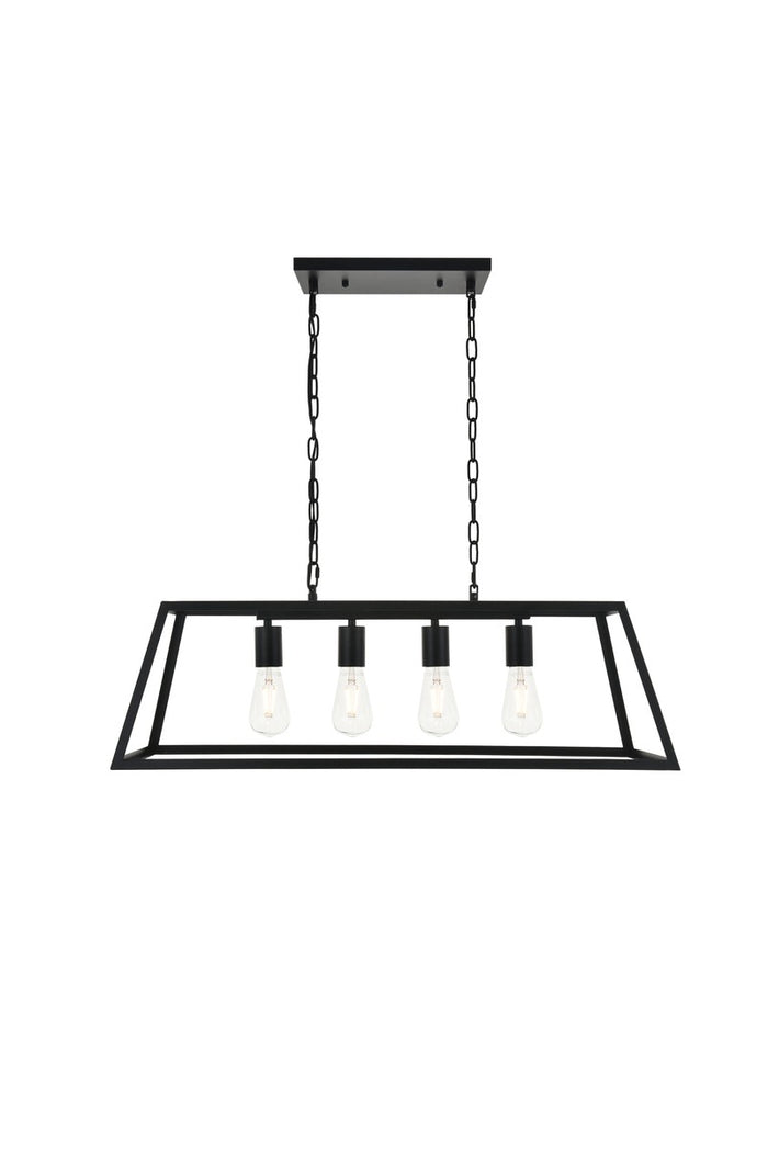 Elegant Lighting Four Light Pendant from the Resolute collection in Black finish