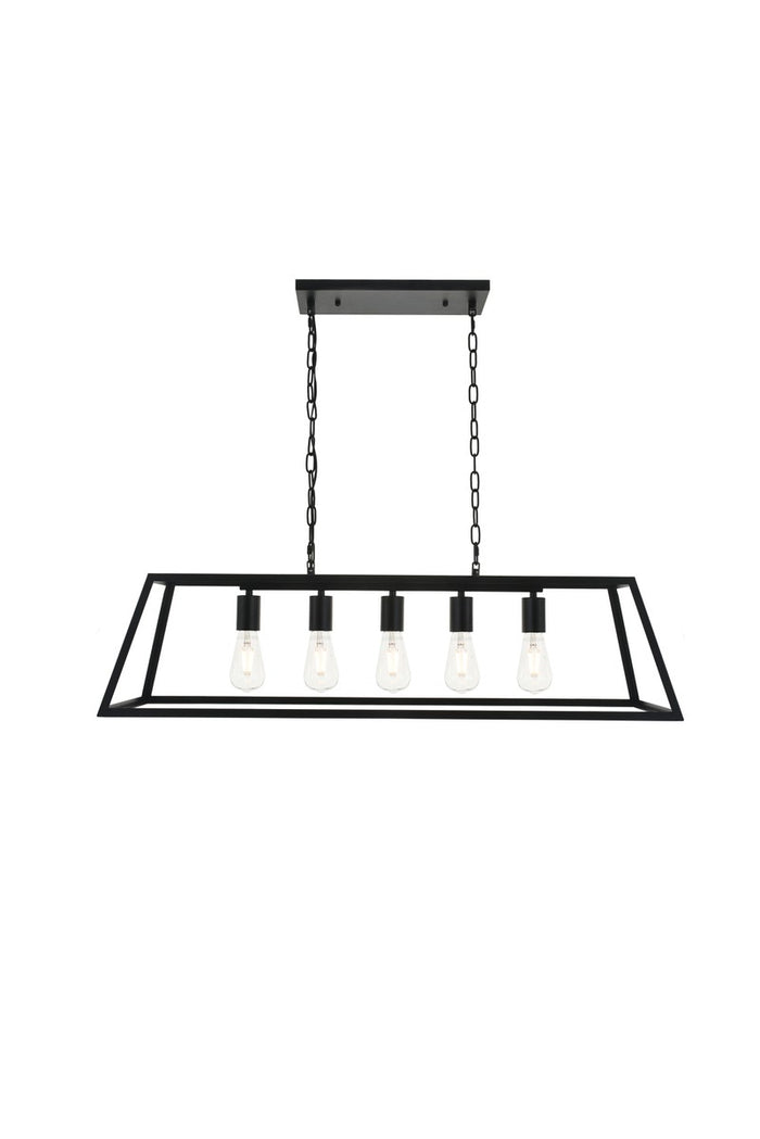 Elegant Lighting Five Light Pendant from the Resolute collection in Black finish