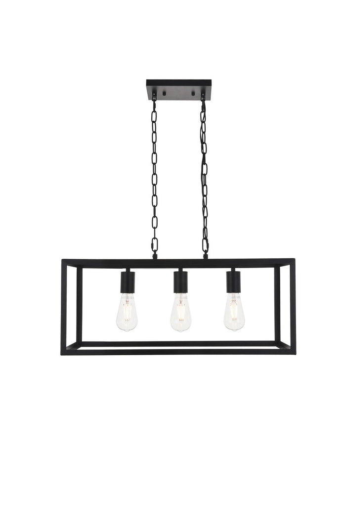 Elegant Lighting Three Light Pendant from the Resolute collection in Black finish