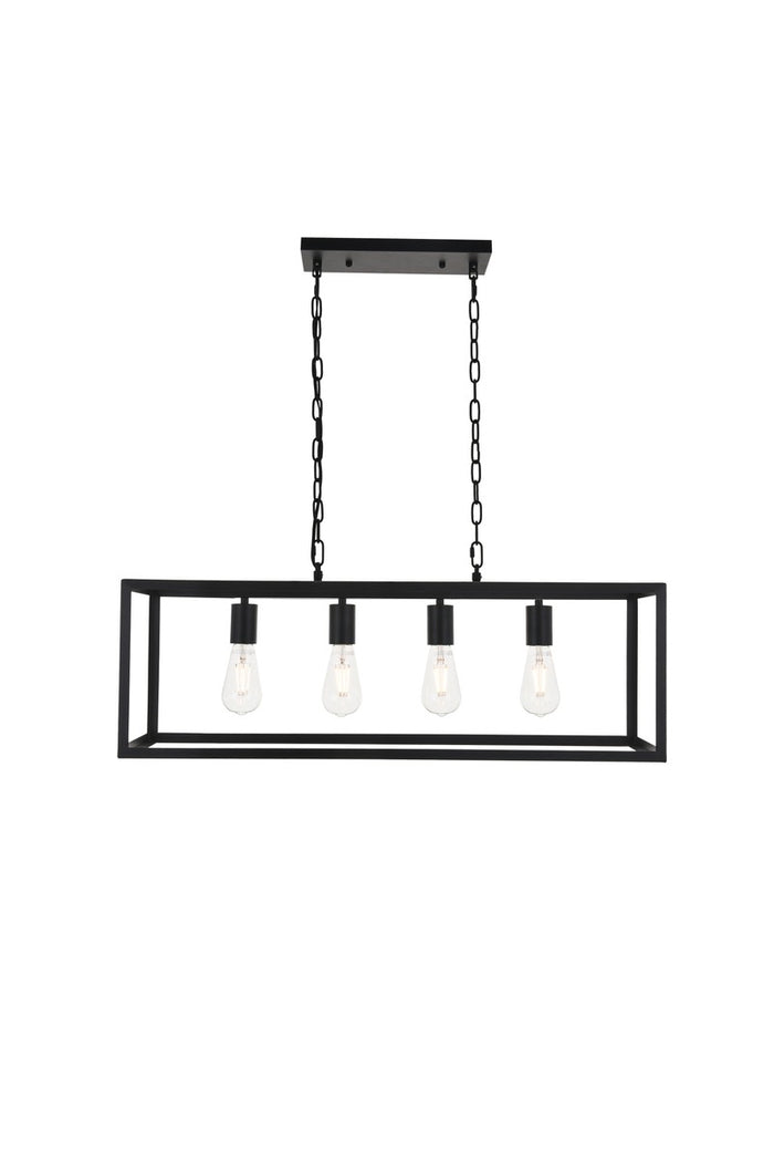 Elegant Lighting Four Light Pendant from the Resolute collection in Black finish
