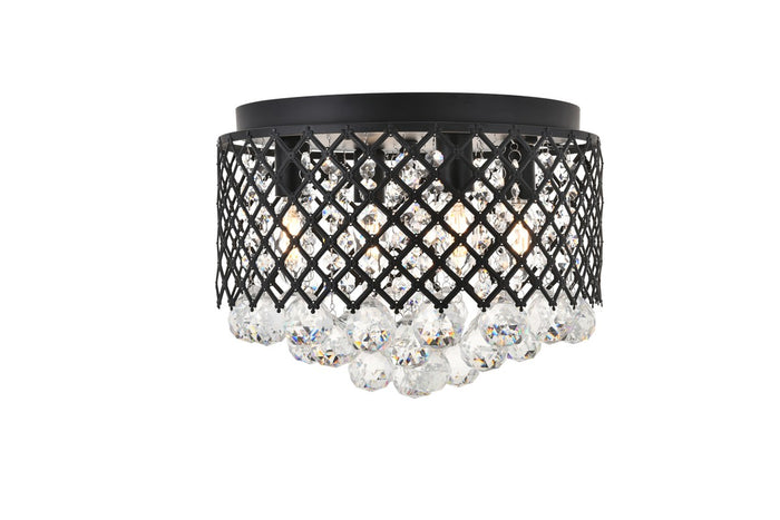 Elegant Lighting Four Light Flush Mount from the Tully collection in Matte Black And Clear finish
