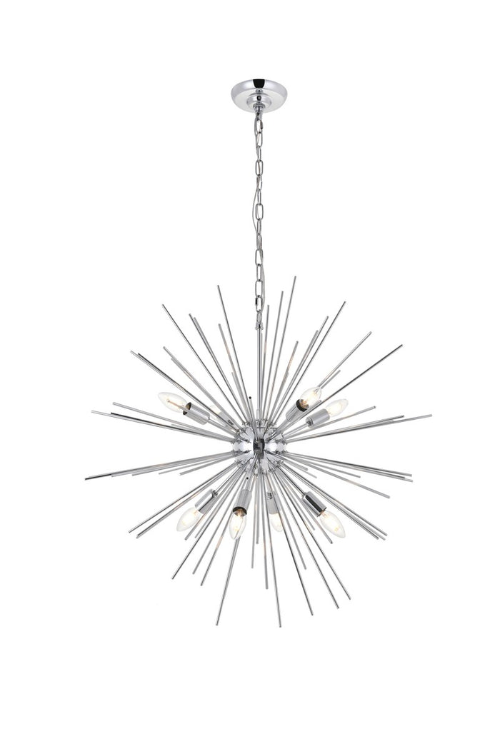 Elegant Lighting Eight Light Pendant from the Timber collection in Chrome finish