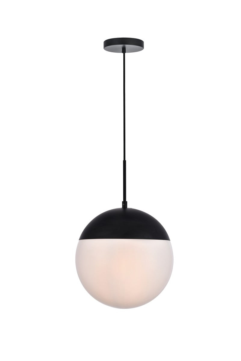 Elegant Lighting - LD6038BK - One Light Pendant - Eclipse - Black and frosted white