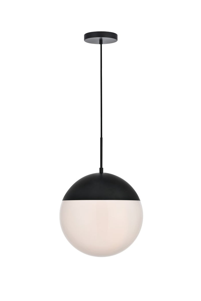 Elegant Lighting One Light Pendant from the Eclipse collection in Black And Frosted White finish